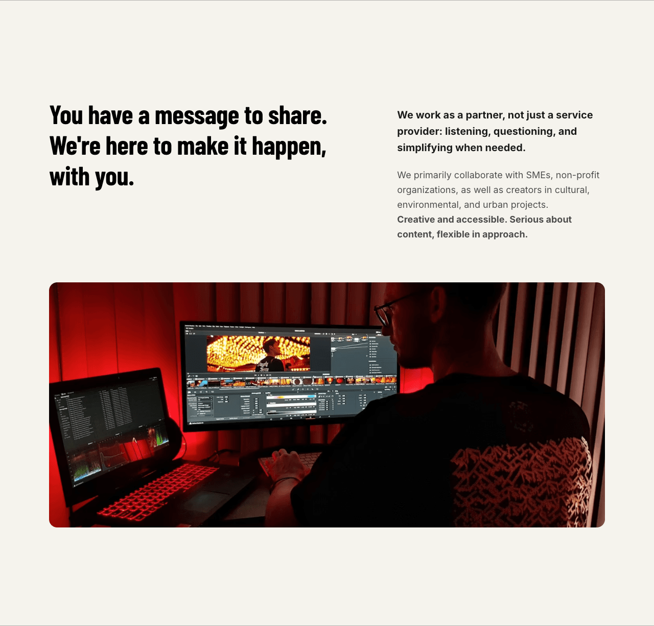 Partner positioning, stated directly.