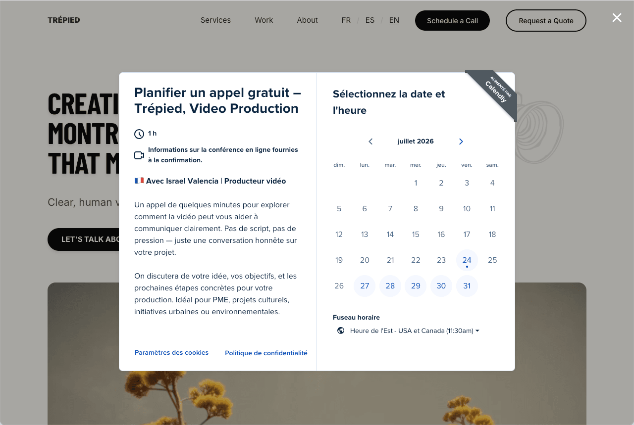 Three paths: call, quote, Calendly — matched to buyer readiness.
